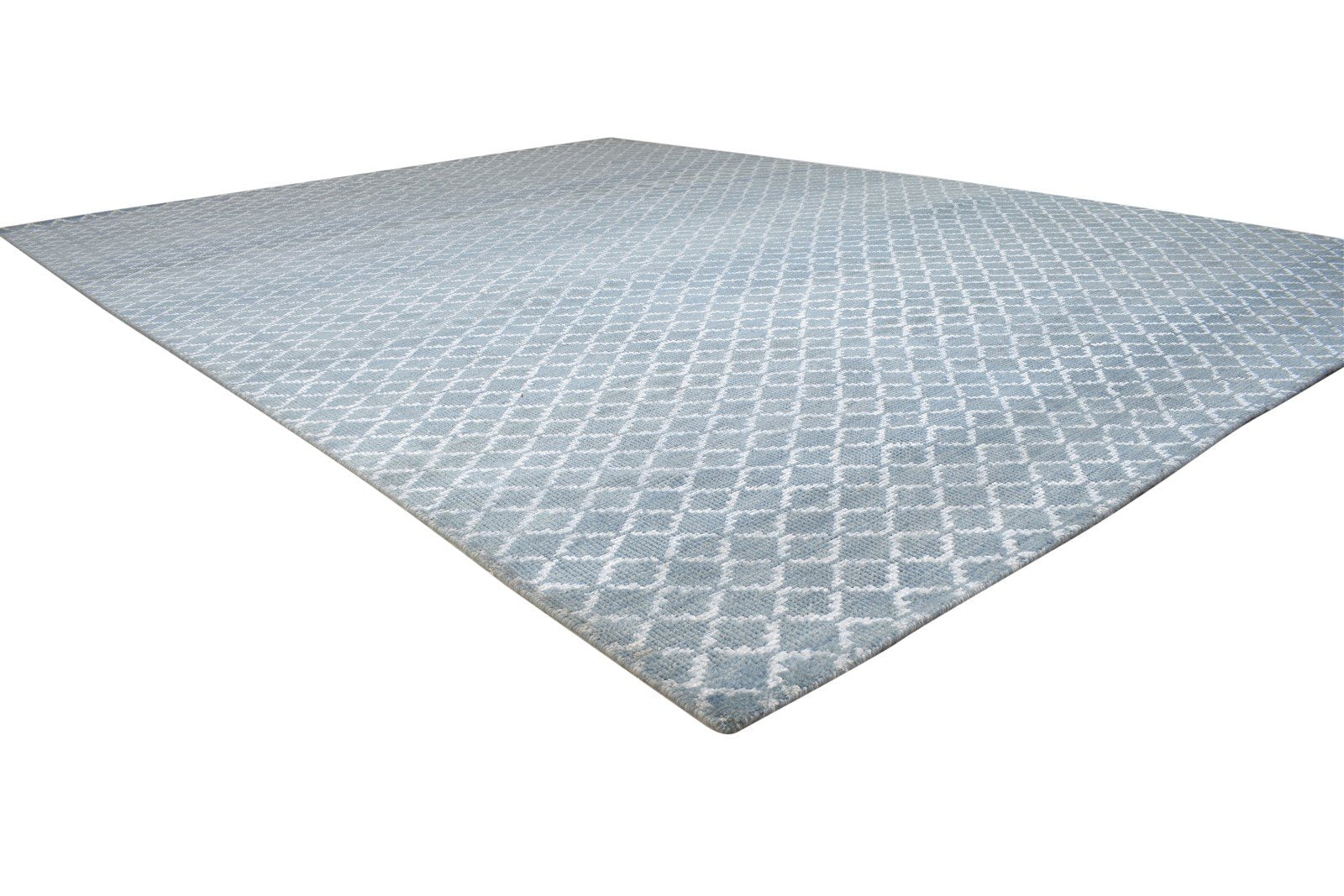 9X12 Rug Wool / Silk Dark Grey Modern Hand Knotted Scandinavian Trellis Large 7864344117397