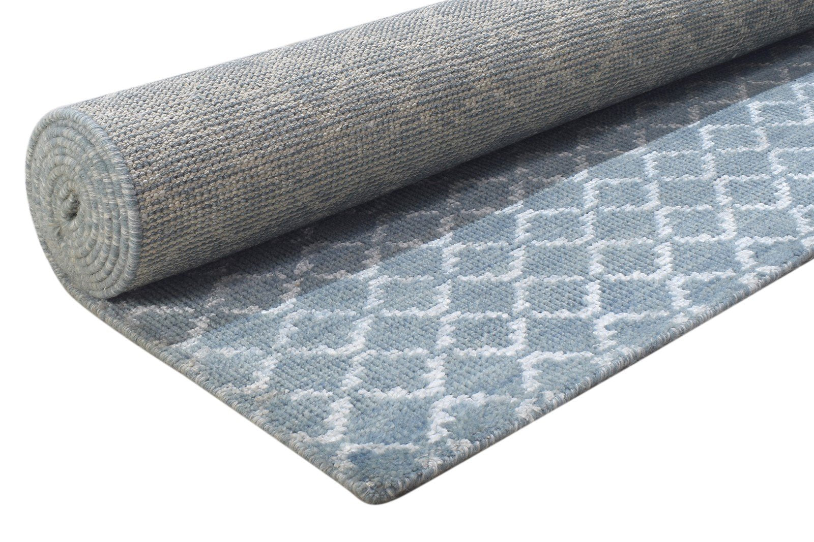 9X12 Rug Wool / Silk Dark Grey Modern Hand Knotted Scandinavian Trellis Large 7864344117397
