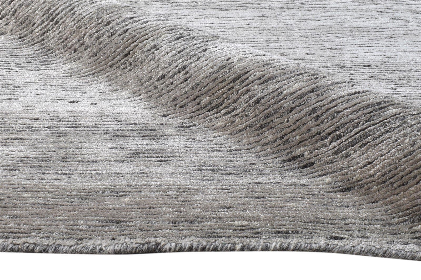 9X12 Rug Wool / Silk Grey Modern Hand Knotted Scandinavian Solid Large Carpet 7864577261717