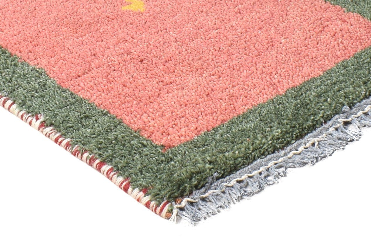 Adriena 100% Wool Pink Rug 1' X 2' Tribal Hand Knotted Gabbeh Southwestern   7864508088469