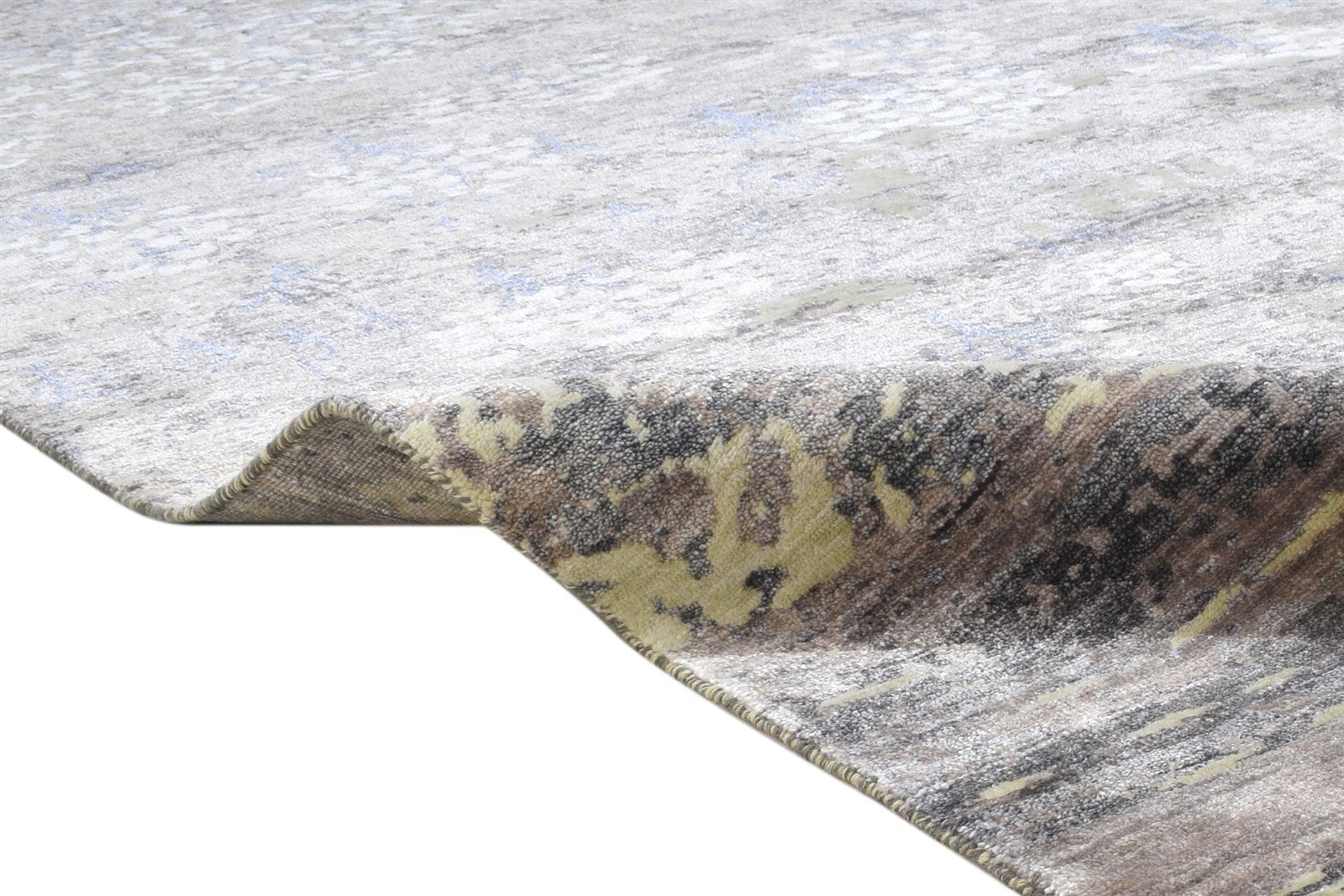 Allina Hand Knotted Brown Wool / Silk Rug 8' X 10' Modern Indian Abstract 7864319377557