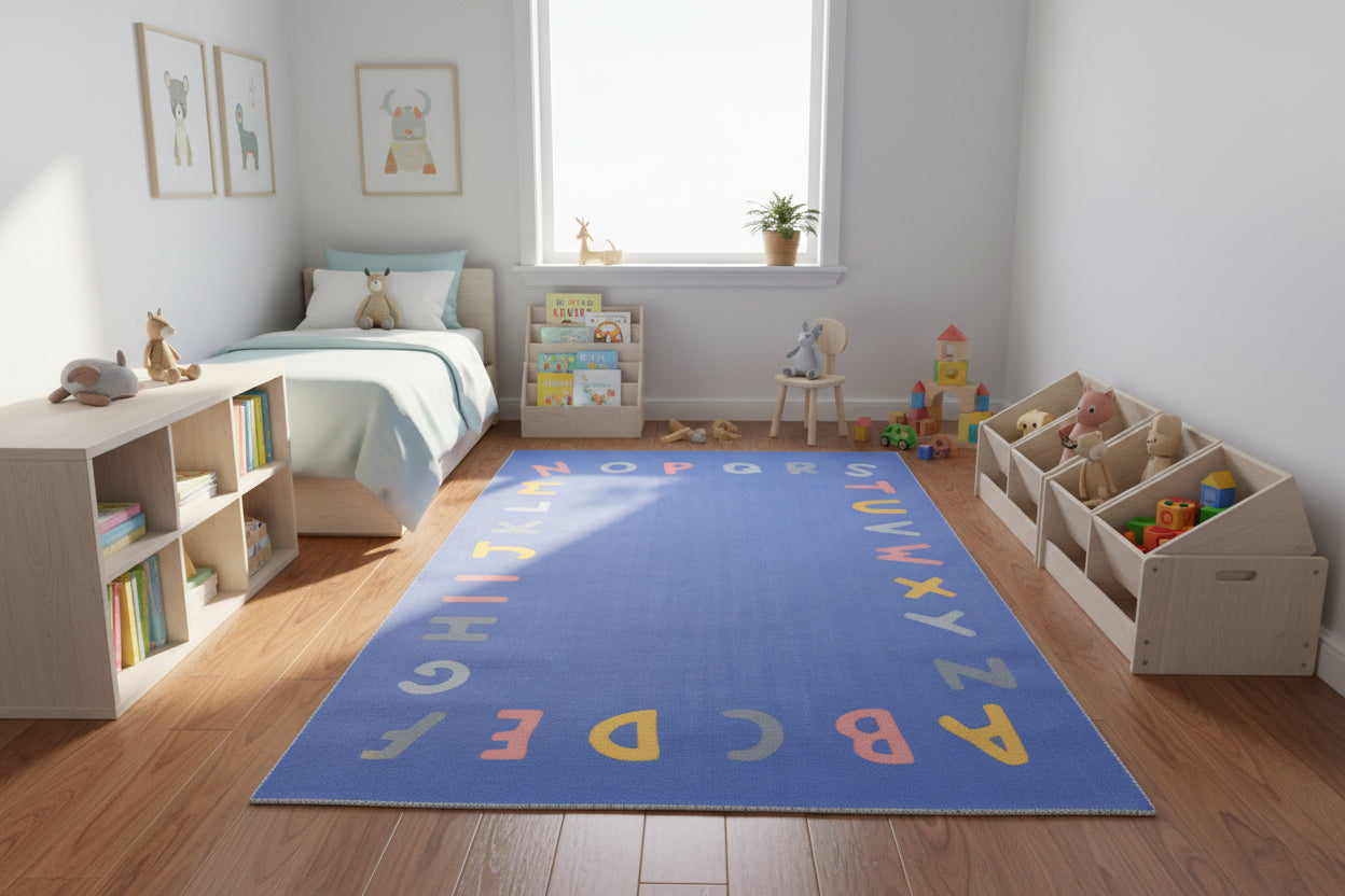 Alphabet Kids Rug | Navy Blue ABC Learning Nursery Rug 9081826607253