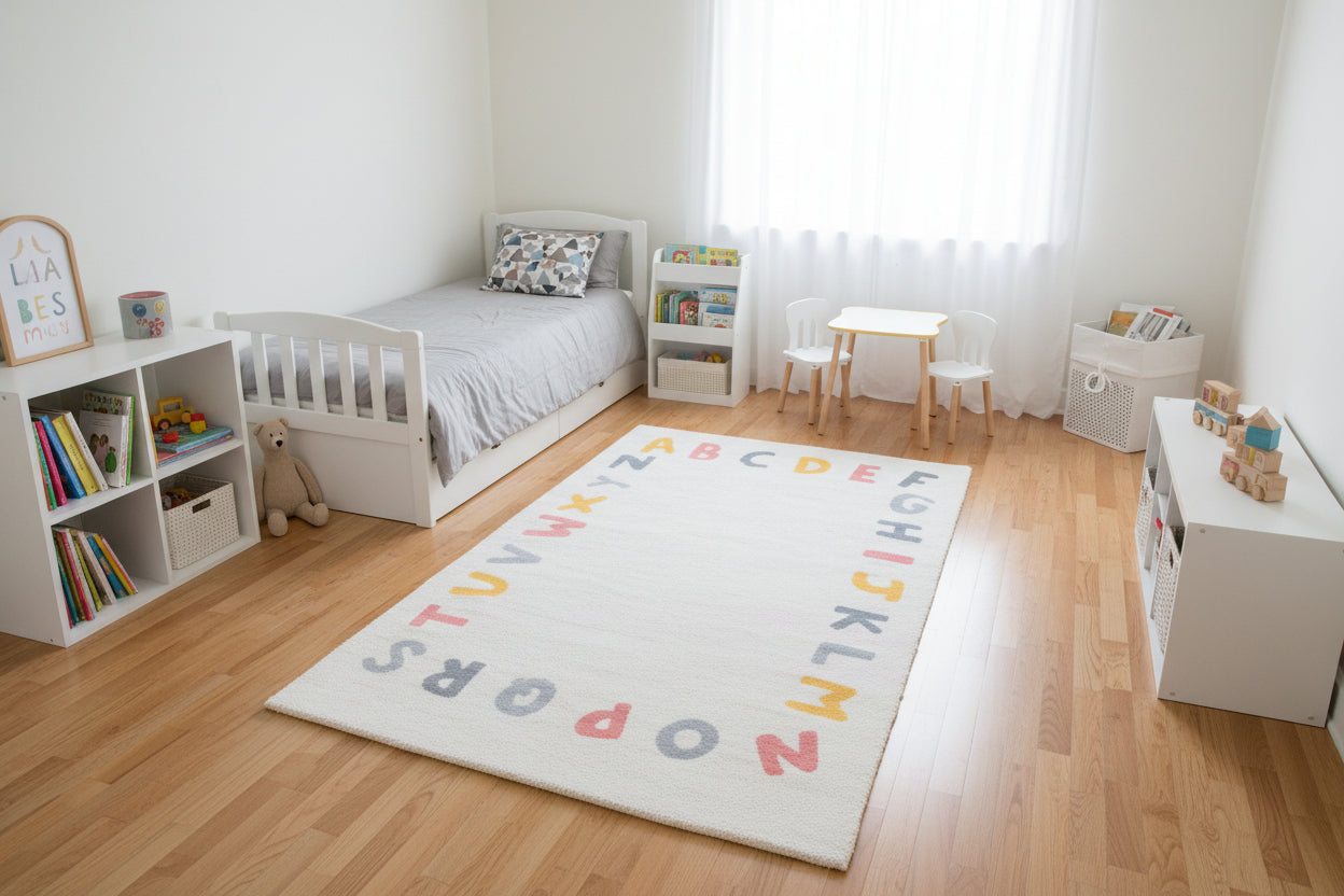 Alphabet Kids Rug | Porcelain Gray ABC Learning Nursery Rug 9126188220565