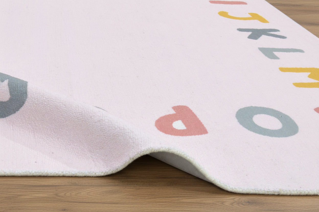 Alphabet Kids Rug | Soft Pink ABC Learning Nursery Rug 9122057093269