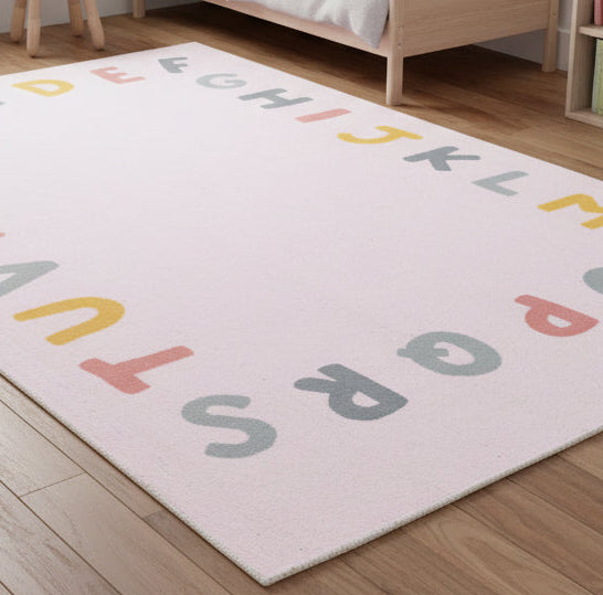 Alphabet Kids Rug | Soft Pink ABC Learning Nursery Rug 9122057093269