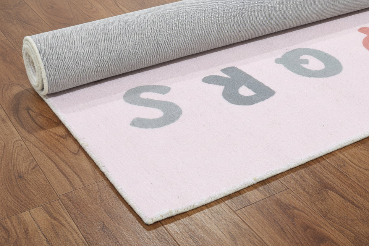 Alphabet Kids Rug | Soft Pink ABC Learning Nursery Rug 9122057093269