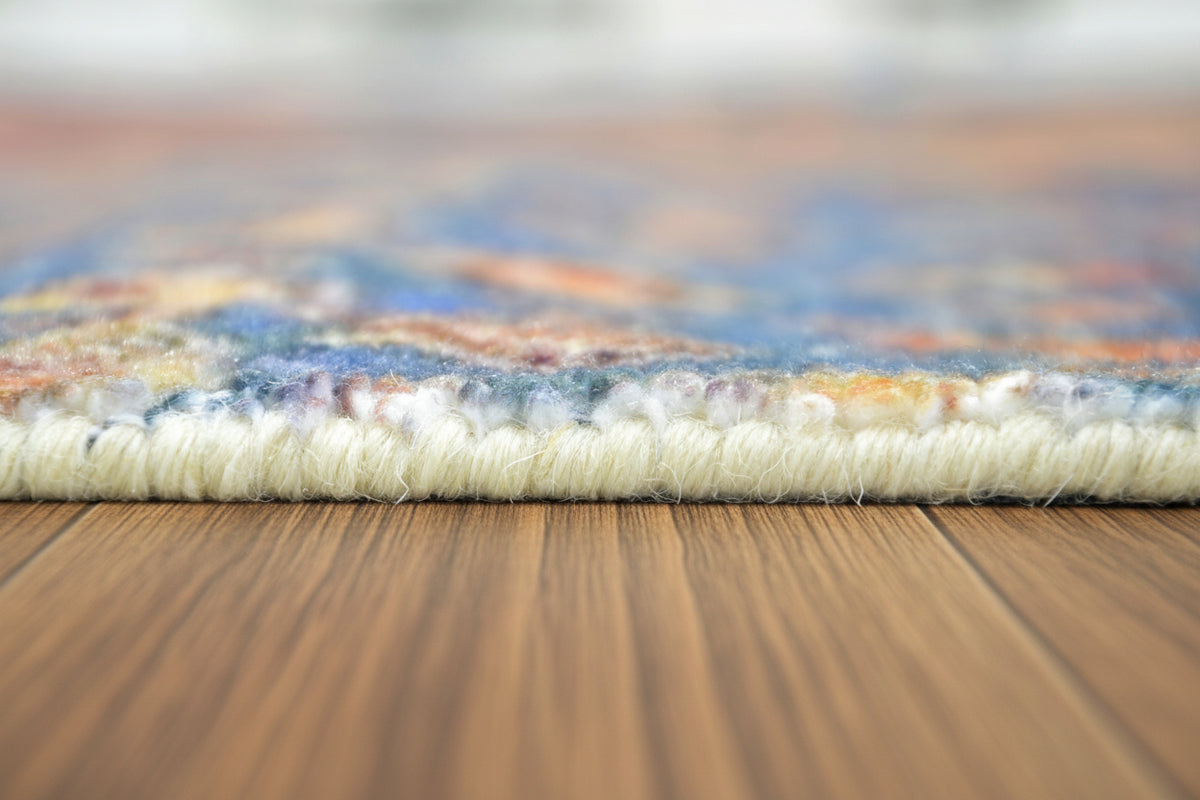 Amaris Handmade Vintage Blue Nursery Rug – Jewel-Toned Distressed Medallion 9125616615573
