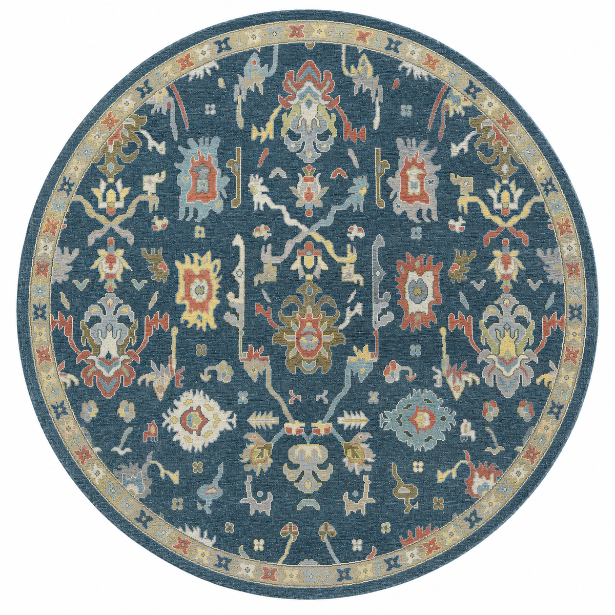 Anamika Wool Blue Navy Hand-Knotted Oushak Persian Rug 8881898946709