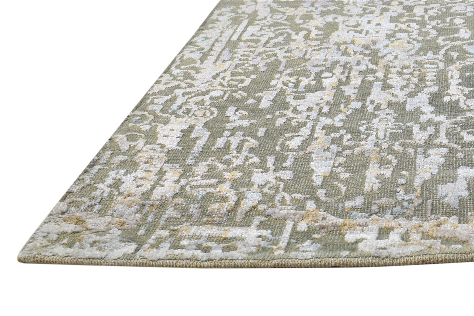 Anderea Hand Knotted Sage Wool / Silk Rug 5X8 Modern French Abstract   7864429838485