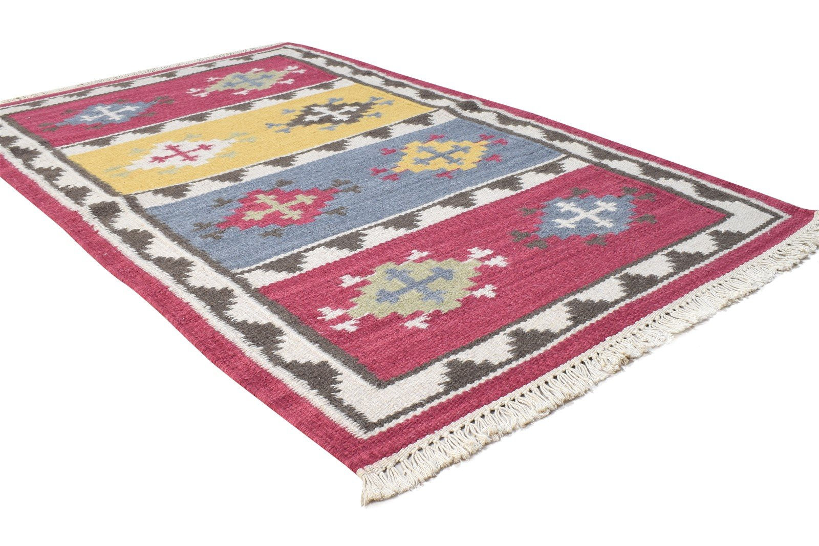 Andree 3' X 5' Rug Wool Pink Persian Dhurrie Southwestern Oriental   7864991219861