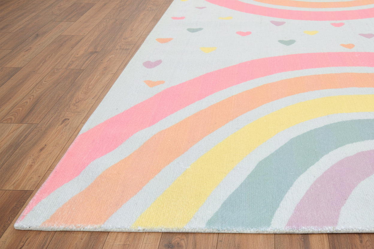 Anky Rainbow Light Blue Handmade Kids Nursery Plush Soft Rug 9032593670293