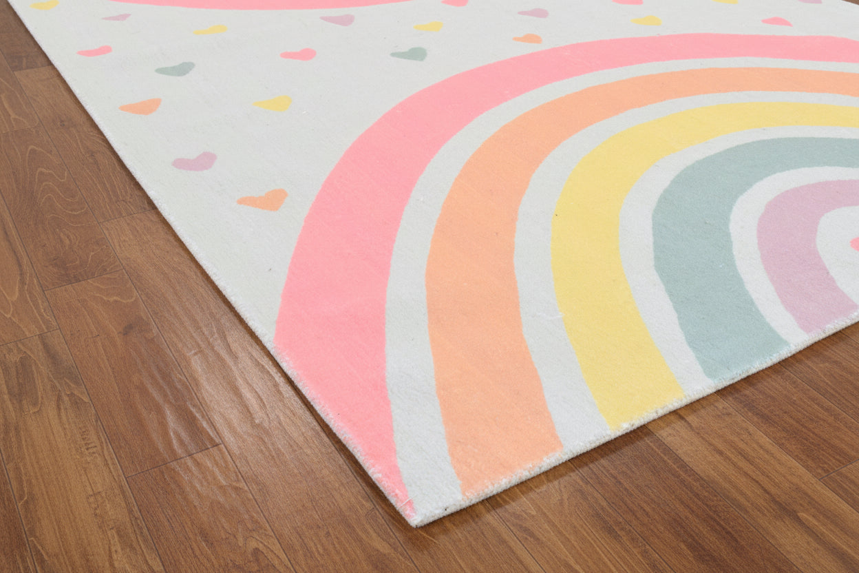 Anky Rainbow Light Blue Handmade Kids Nursery Plush Soft Rug 9032593670293