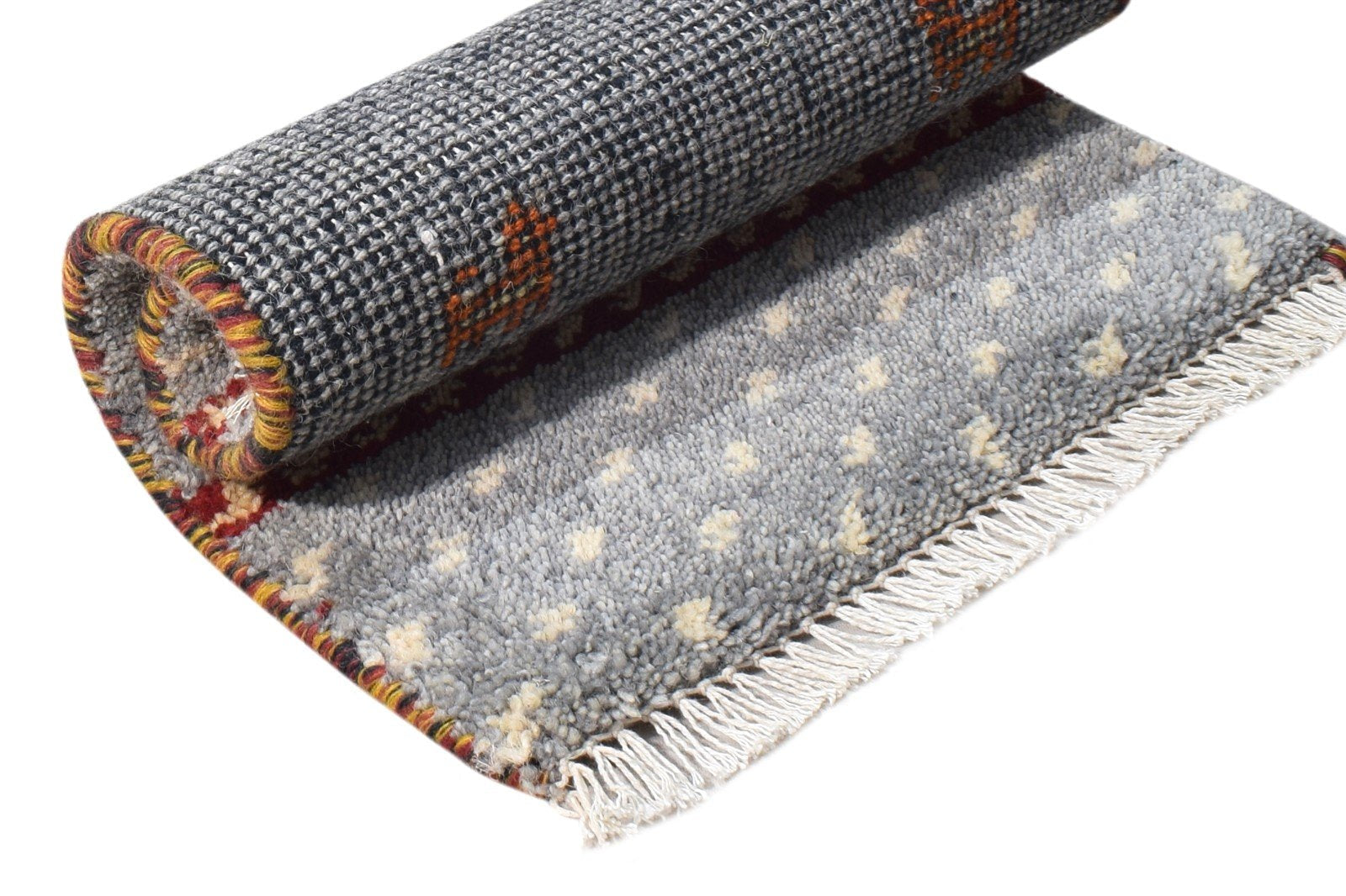 Annadiane Grey Wool Rug 1' X 2' Persian Hand Knotted Southwestern Tribal 7865185042581
