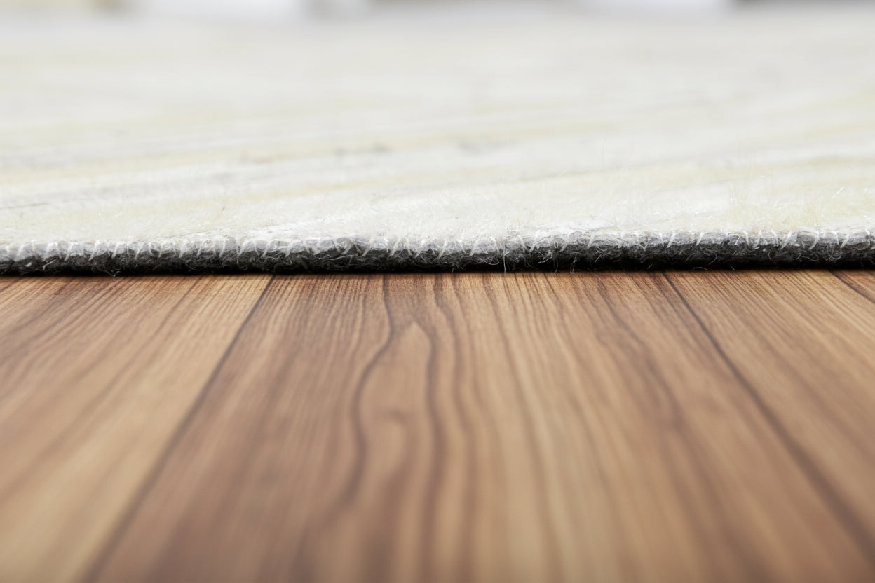 Annber Chevron Handmade Patchwork Leather Ivory Rug - Modern Striped Cowhide Leather Rug 9065142812821