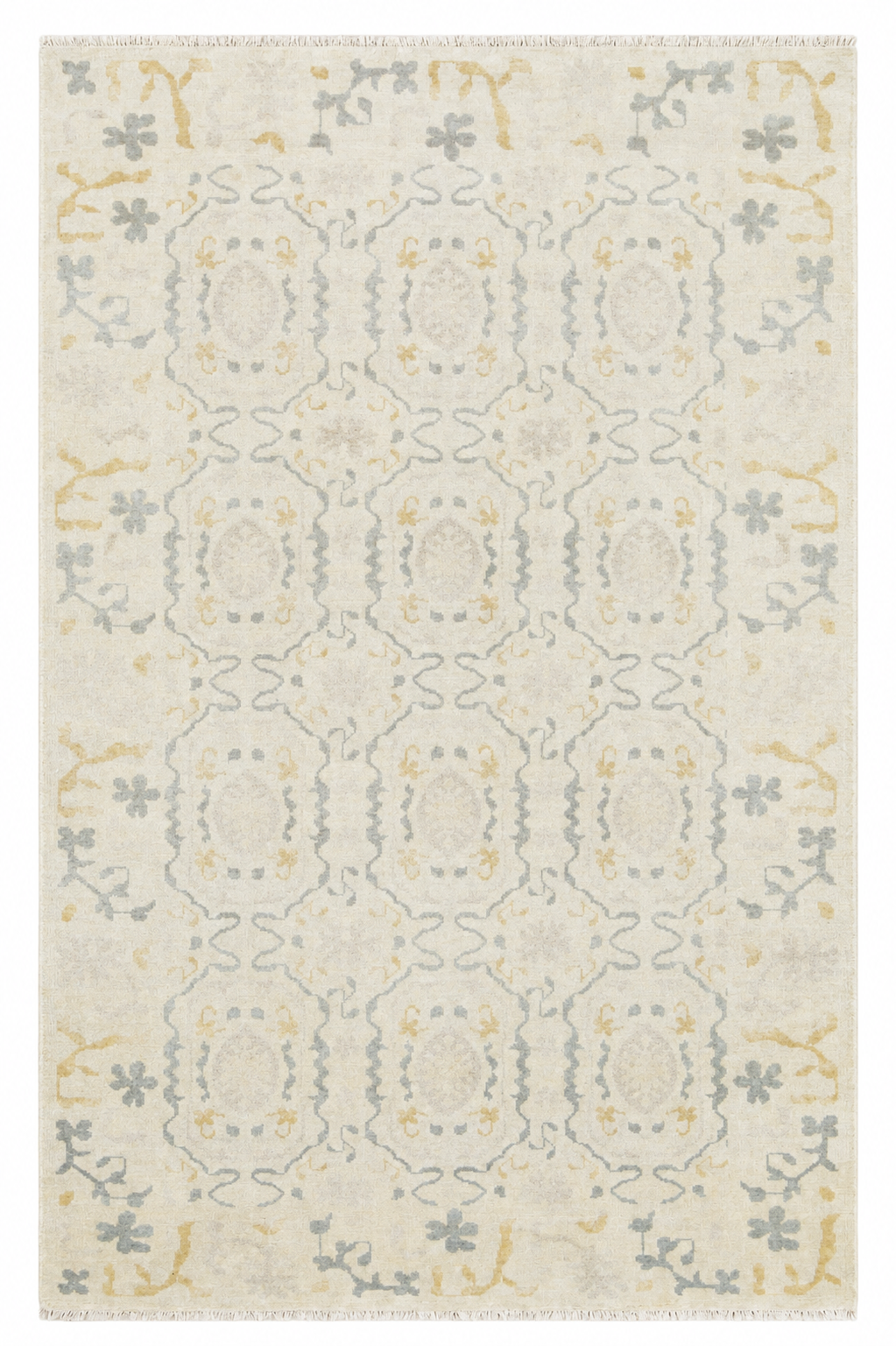 Antara Hand-Knotted Anatolian Oushak Wool Rug – Medallion Beige / Gray Oriental Area Rug 9223270465685