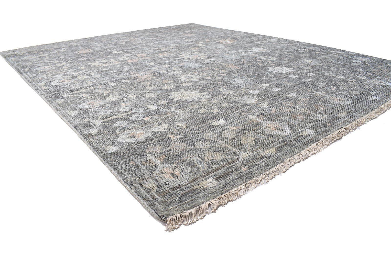 Antilya Wool Gray Hand-Knotted Kashan Persian Rug 8881899176085