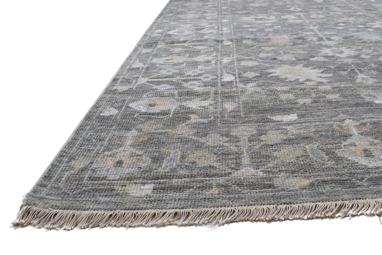 Antilya Wool Gray Hand-Knotted Kashan Persian Rug 8881899176085