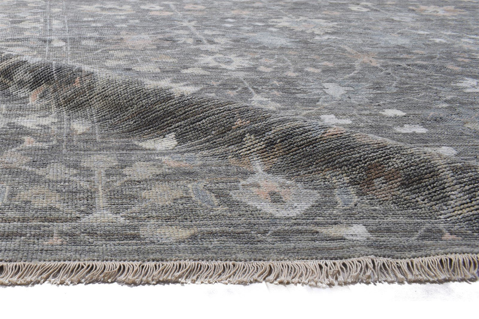 Antilya Wool Gray Hand-Knotted Kashan Persian Rug 8881899176085