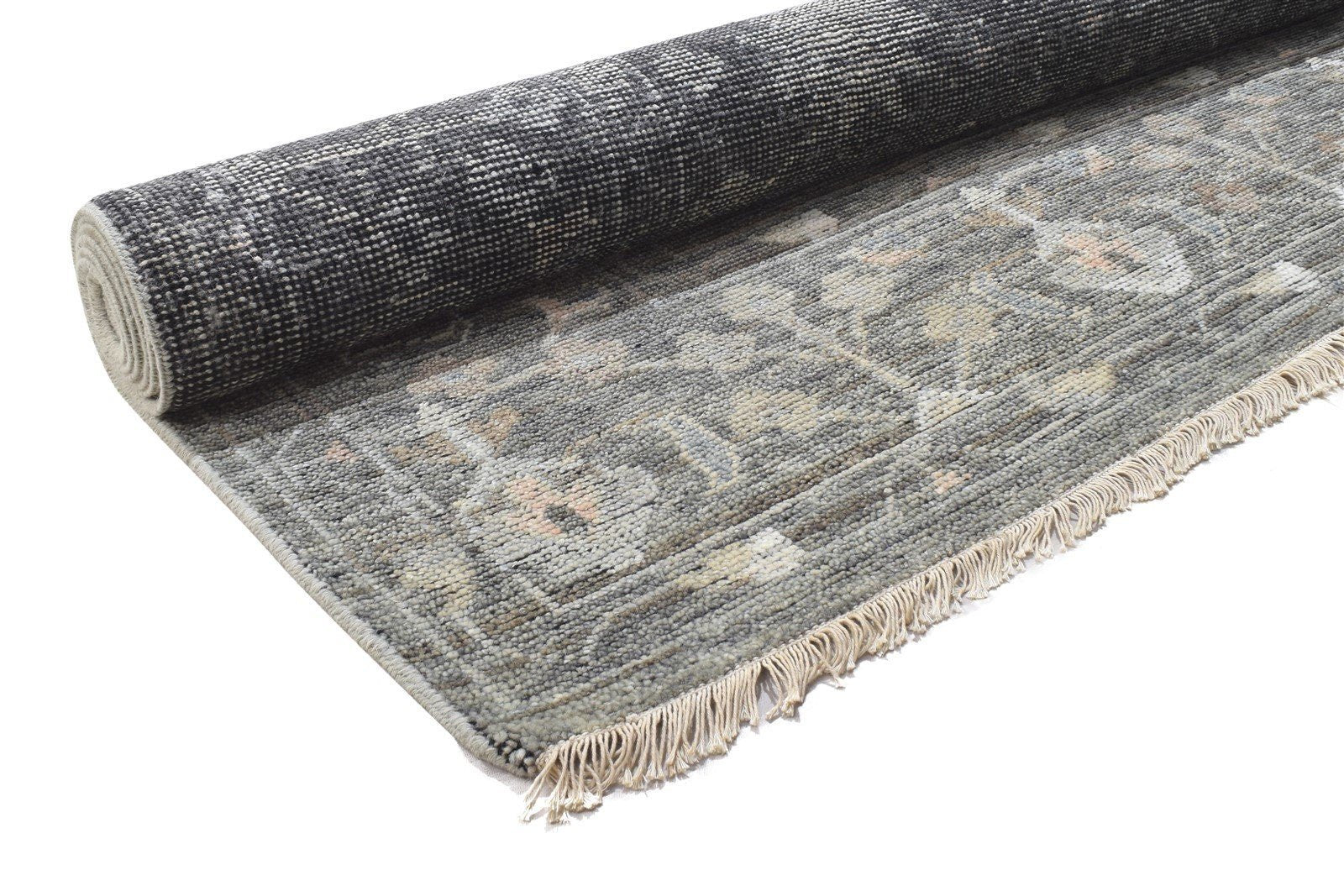 Antilya Wool Gray Hand-Knotted Kashan Persian Rug 8881899176085