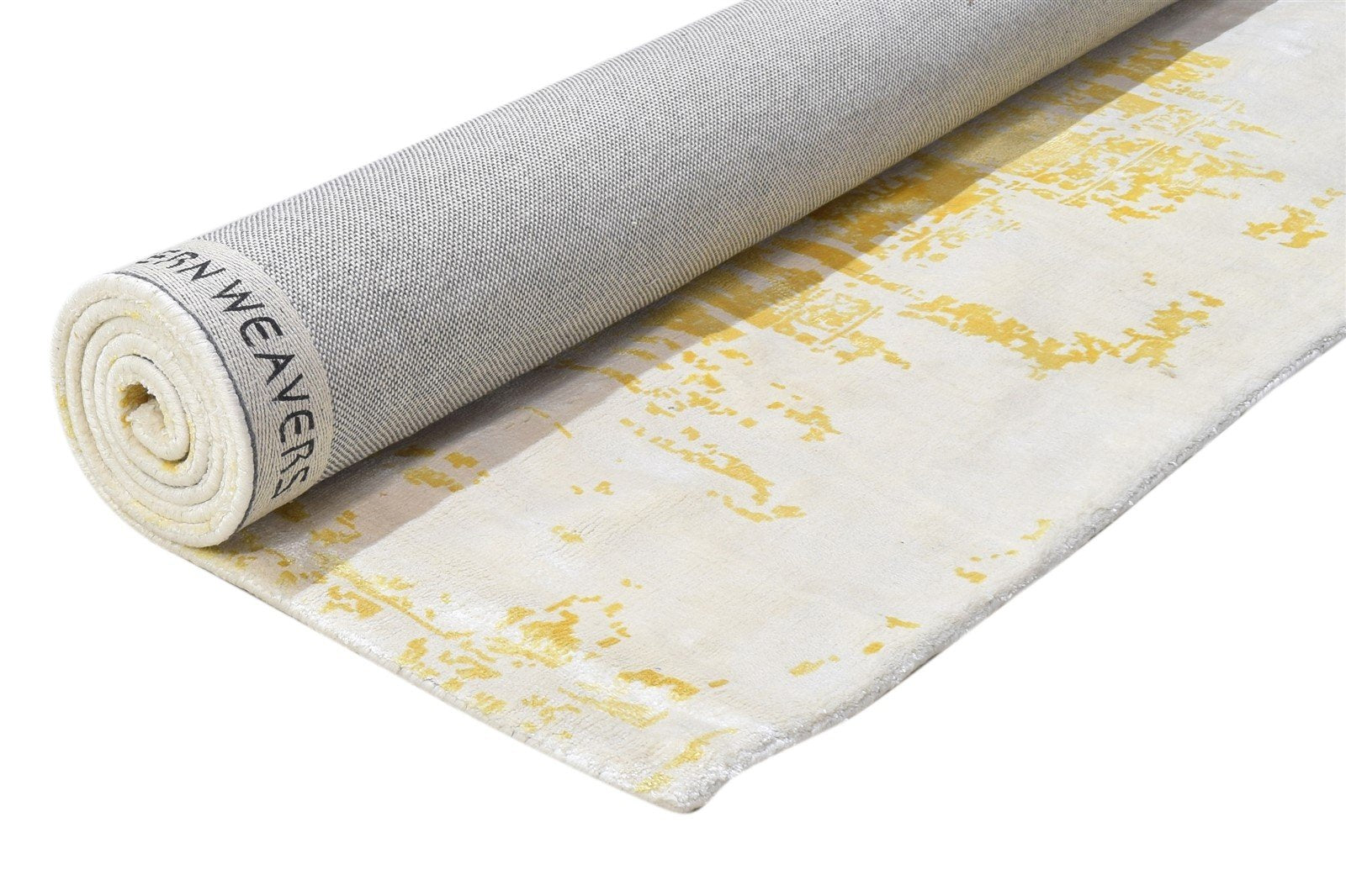 Art Silk Yellow Rug 4' X 6' Modern Handloom Indian Abstract Room Size Carpet 7864313544853