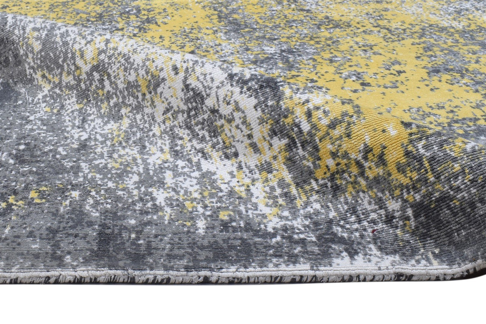 Art Silk Yellow Rug 5' X 7' Modern Hand Woven Indian Abstract Room Size Carpet 7864160682133