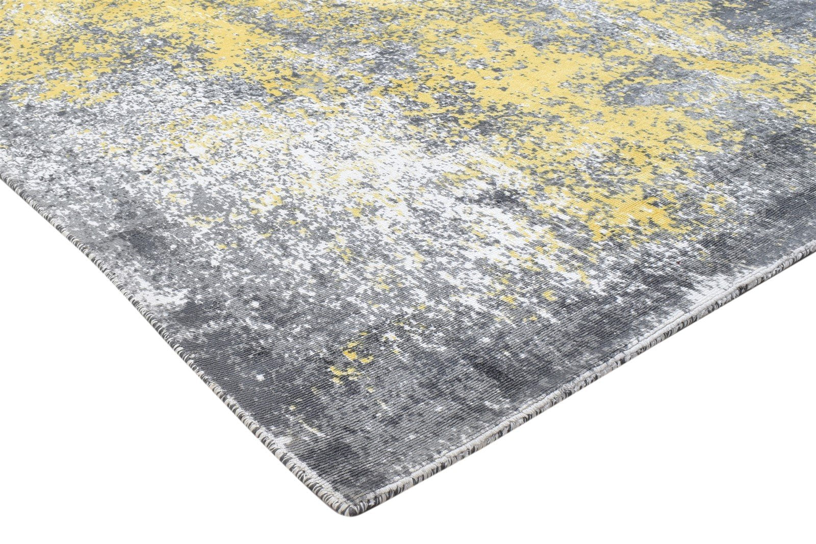 Art Silk Yellow Rug 5' X 7' Modern Hand Woven Indian Abstract Room Size Carpet 7864160682133