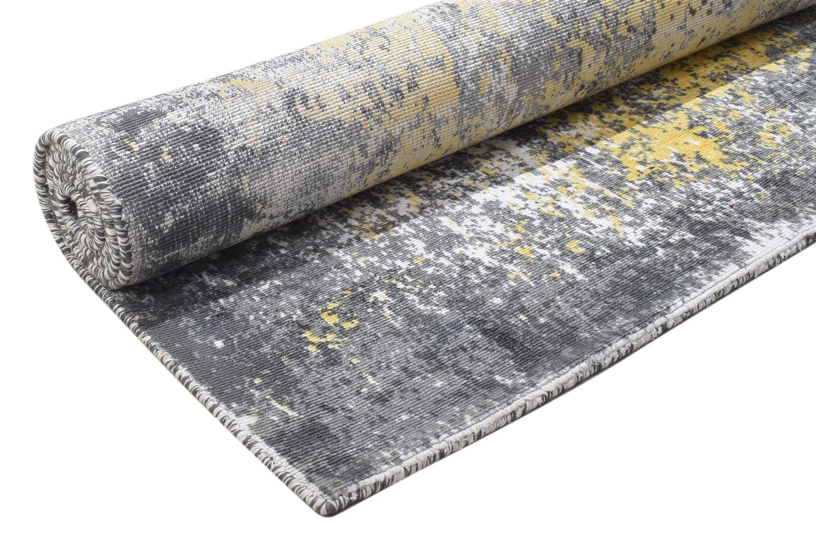 Art Silk Yellow Rug 5' X 7' Modern Hand Woven Indian Abstract Room Size Carpet 7864160682133