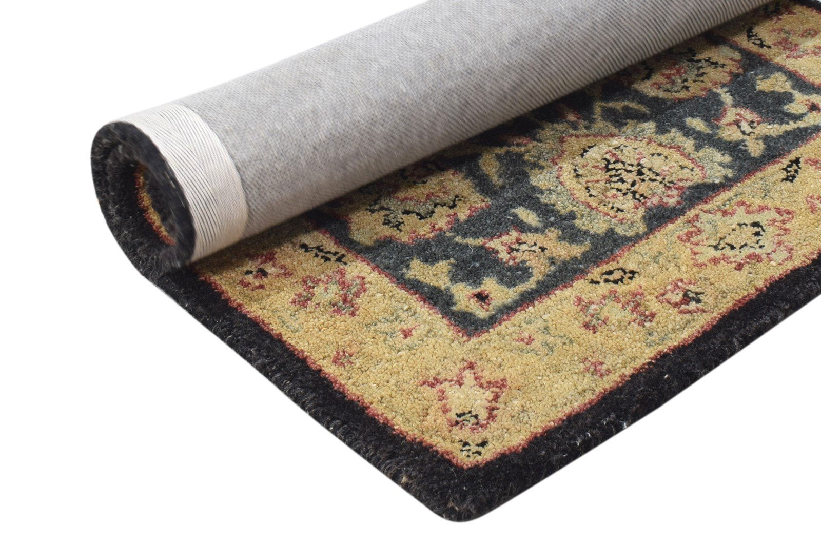 Asia 2' X 3' Rug Wool Black Persian Hand Tufted Kashan Oriental 7864172282005