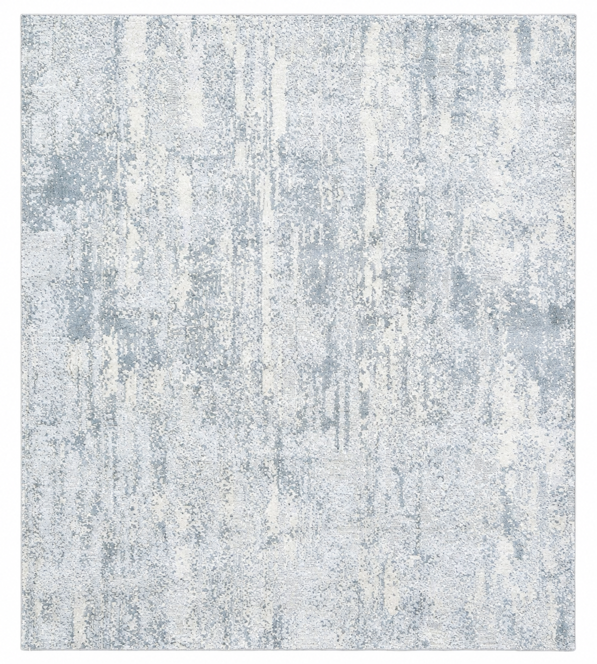 Auroral Modern Silk Like Lusture Abstract Handmade Loom Knotted Area Rug – Blue Ivory Rug 9176272699541