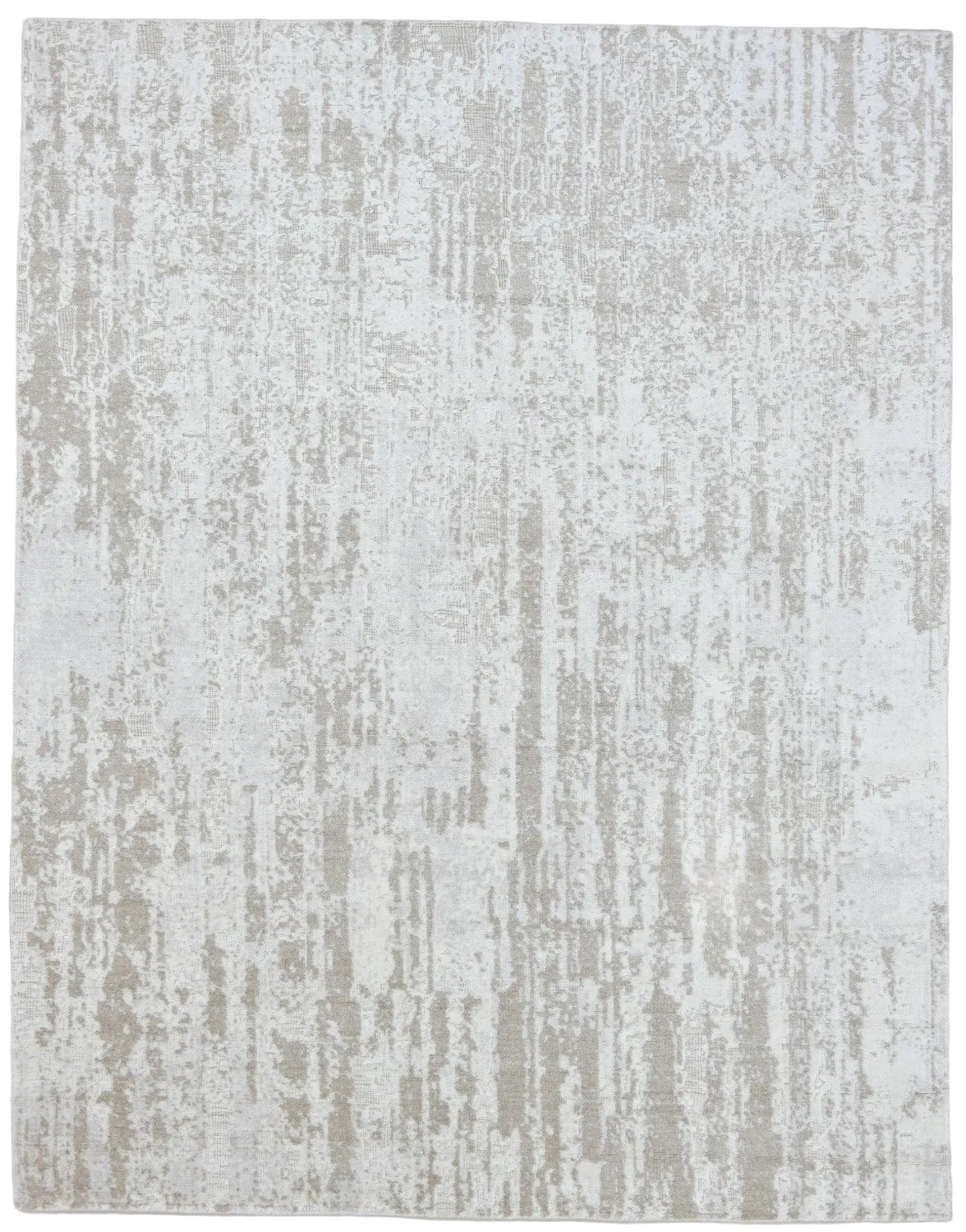 Auroral Modern Silk Like Lusture Abstract Handmade Loom Knotted Area Rug – Ivory Beige Rug 9170500944021
