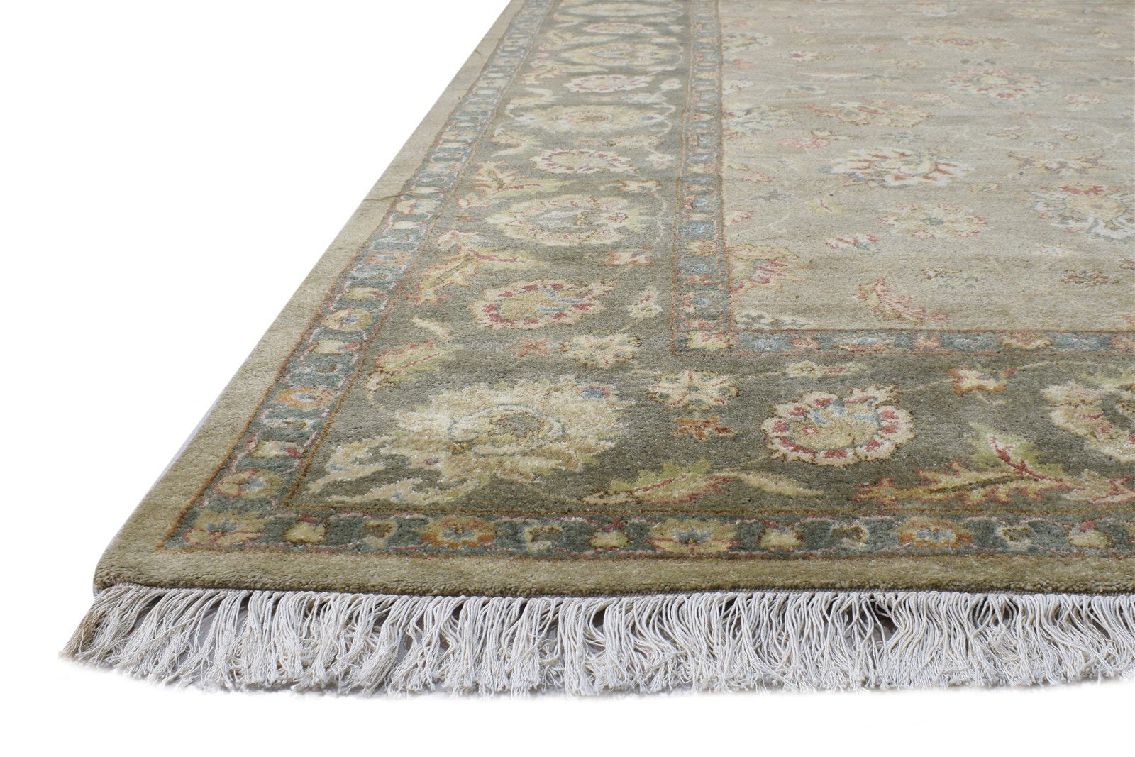 Averil Sage Wool Rug 8' X 9' Persian Hand Knotted Kashan Oriental   7864633426069