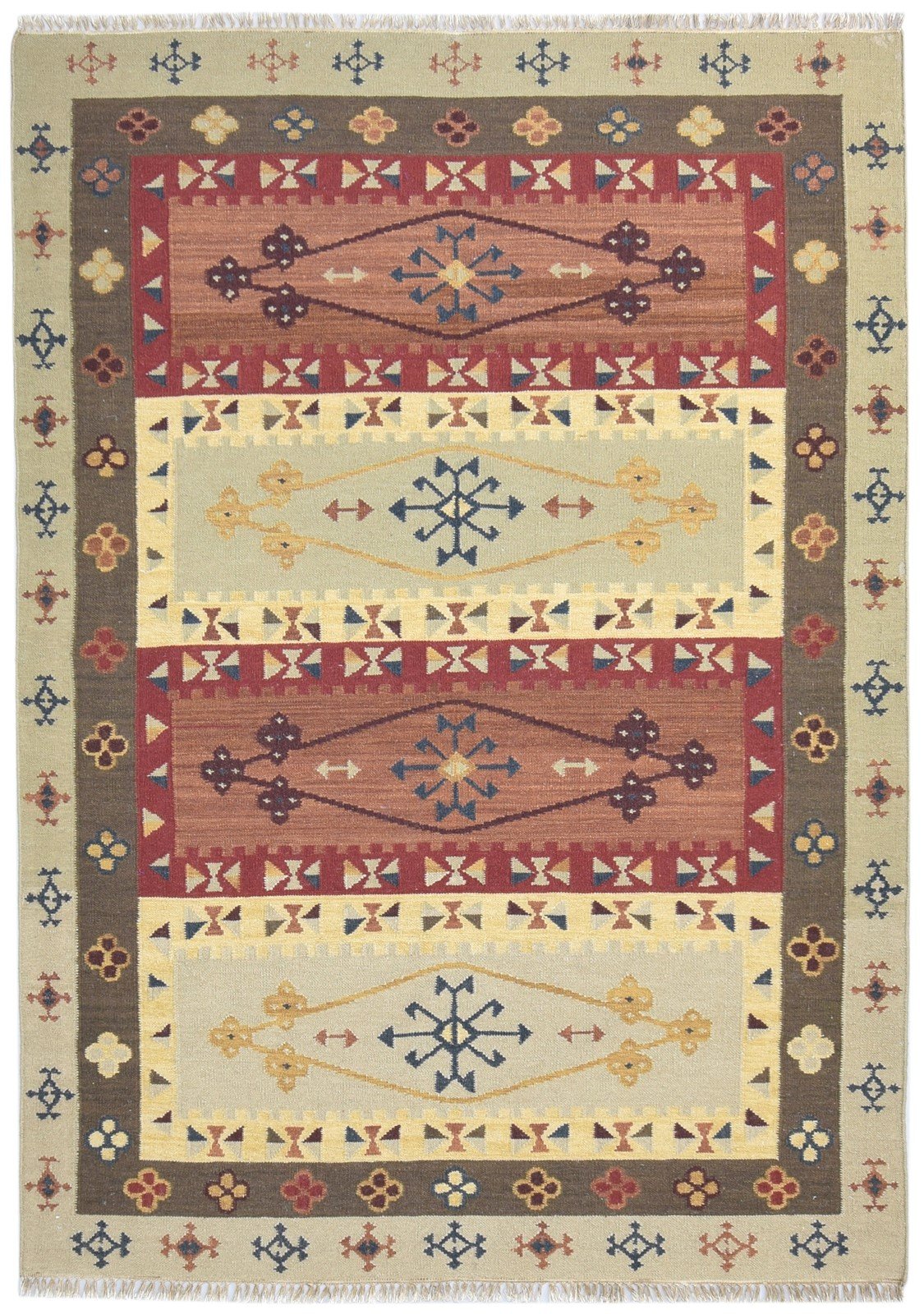 Barry Wool Sage Rug 6' X 8' Southwestern Dhurrie American Tribal   7865049317525