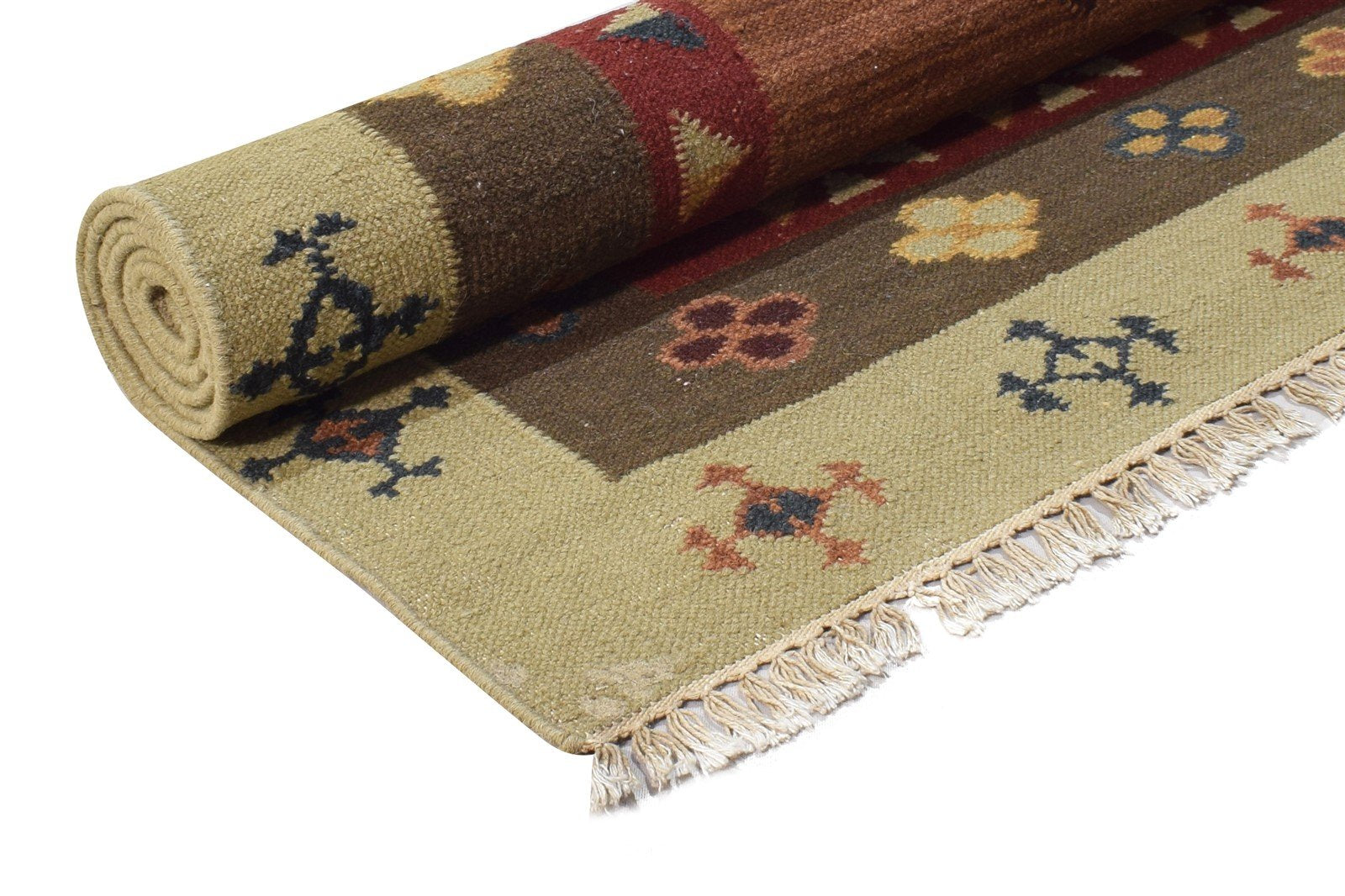 Barry Wool Sage Rug 6' X 8' Southwestern Dhurrie American Tribal   7865049317525