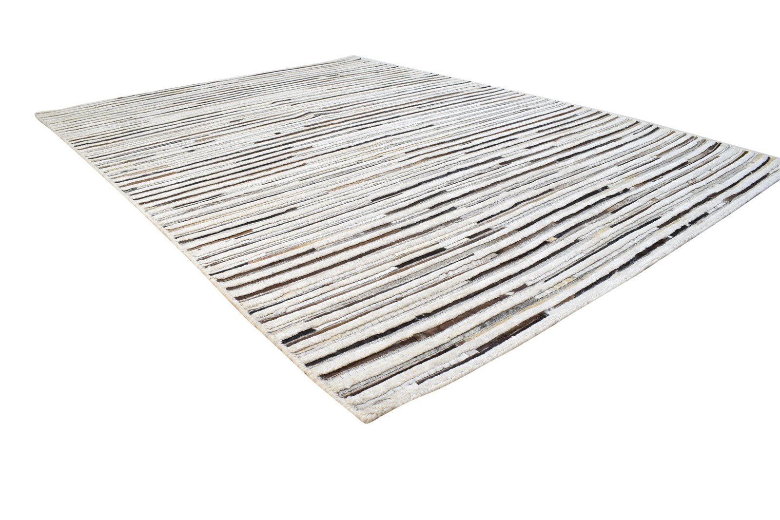 Beckie Jacquard Loom Sand Leather Rug 5X8 Modern Scandinavian Striped   7864164090005