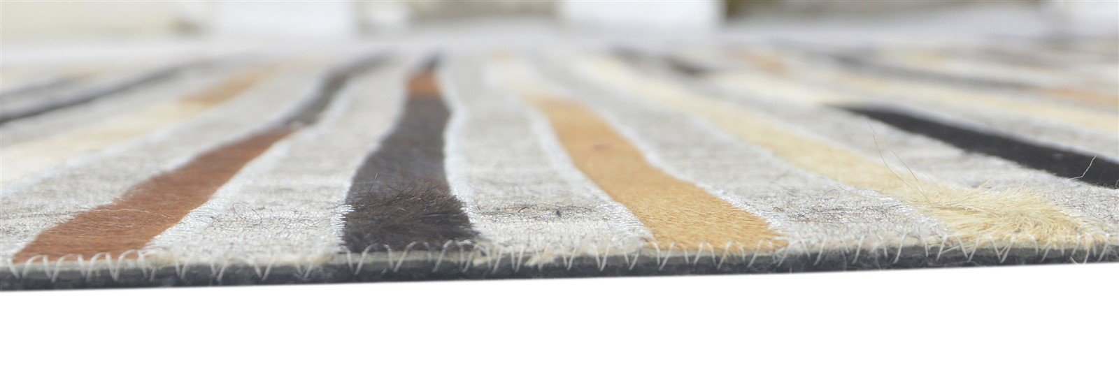 Beige / Gray Striped Leather Rug, Cowhide Rug, Patchwork Rug, Large Modern Area Rug Carpet 8620215304341