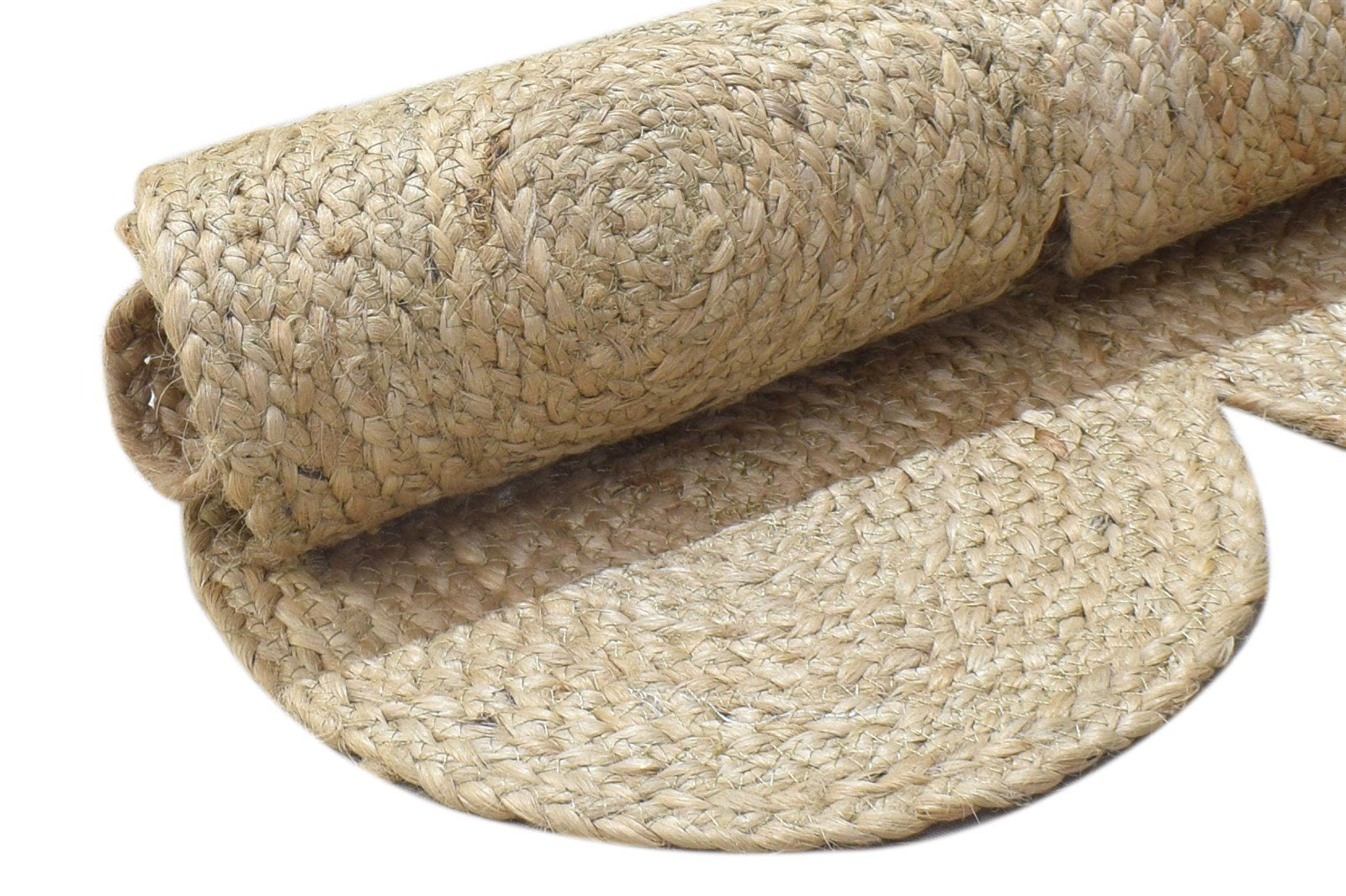 Beige Jute Rug 3' X 4' Modern Hand Woven Scandinavian Circles Small Carpet 7864133058709