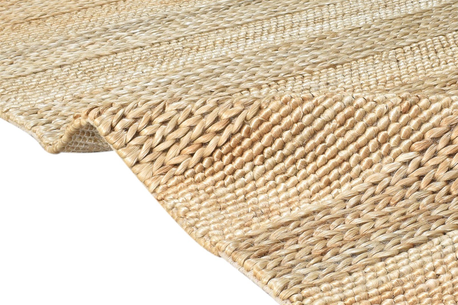Beige Jute Rug 3' X 5' Modern Hand-Hooked Scandinavian Solid Room Size Carpet 7865139462293