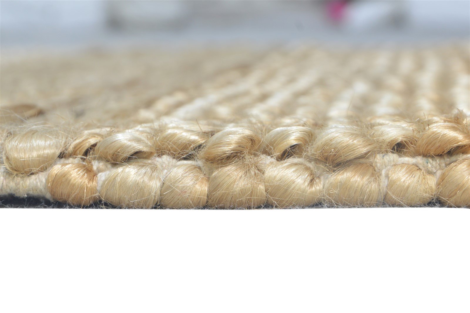 Beige Jute Rug 3' X 5' Modern Hand-Hooked Scandinavian Solid Room Size Carpet 7865139462293