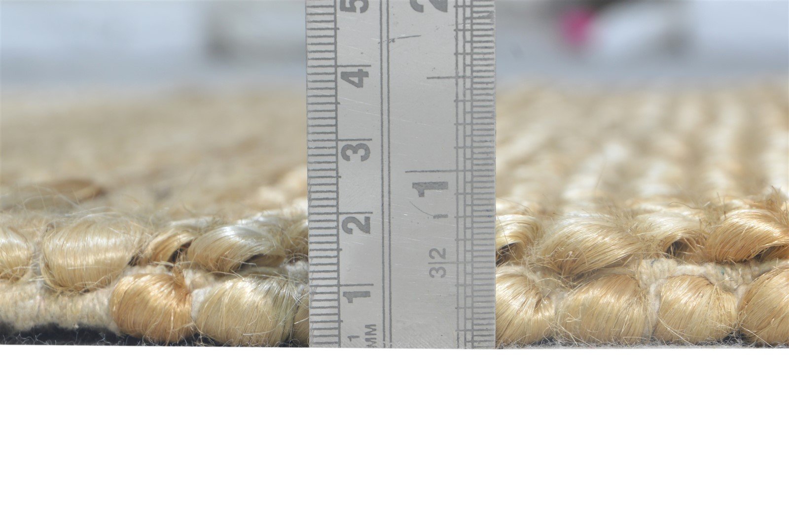 Beige Jute Rug 3' X 5' Modern Hand-Hooked Scandinavian Solid Room Size Carpet 7865139462293