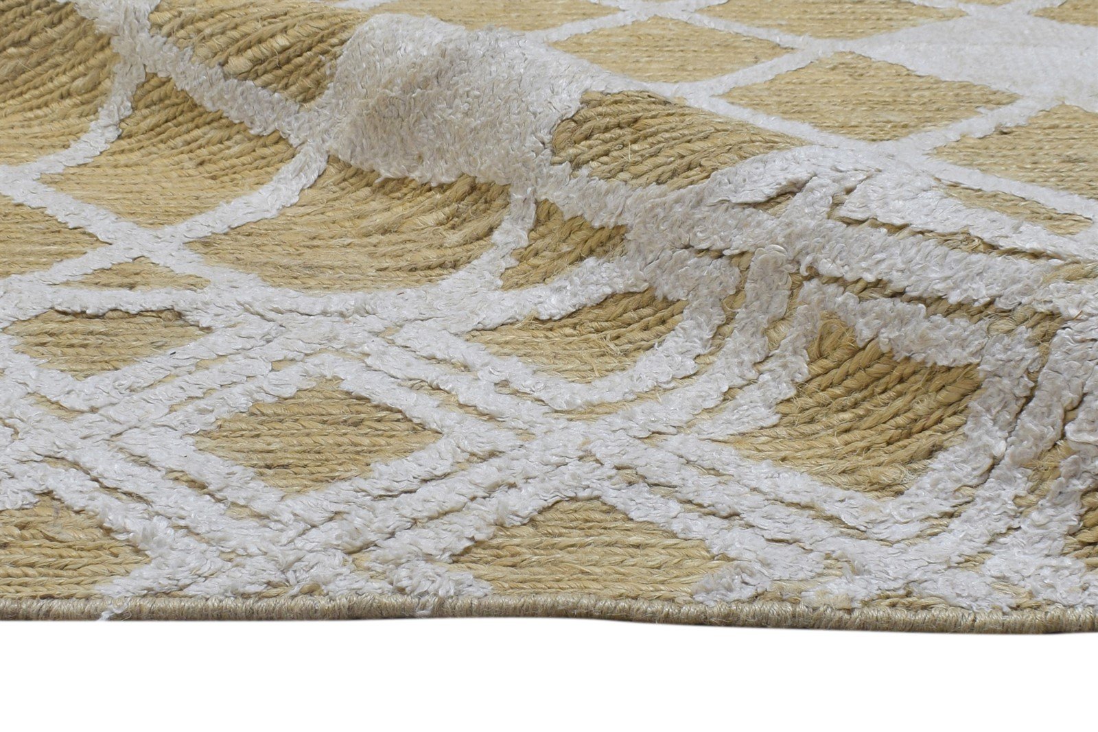 Beige Jute / Silk Rug 5X7 Modern Hand Knotted Scandinavian Diamond Room Size 7864877187221