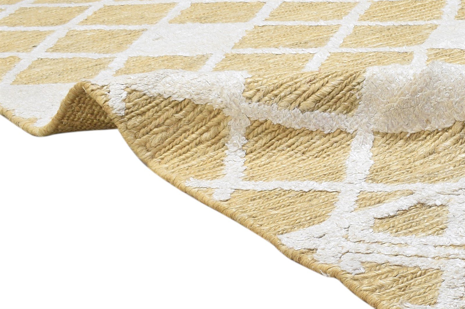 Beige Jute / Silk Rug 5X7 Modern Hand Knotted Scandinavian Diamond Room Size 7864877187221