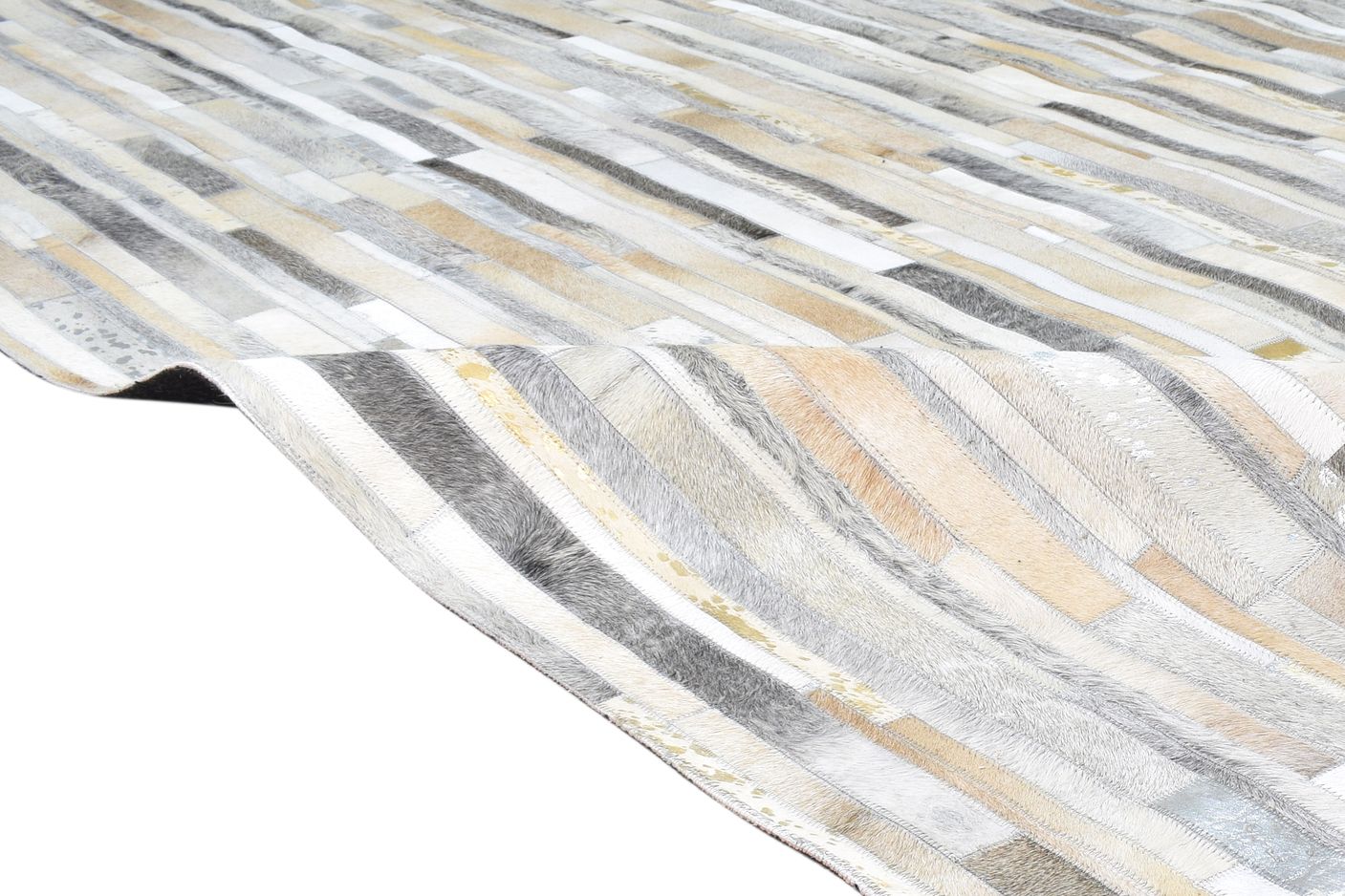 Beige Leather Rug 5X8 Modern Hand Woven Scandinavian Abstract Room Size Carpet 7865128648853