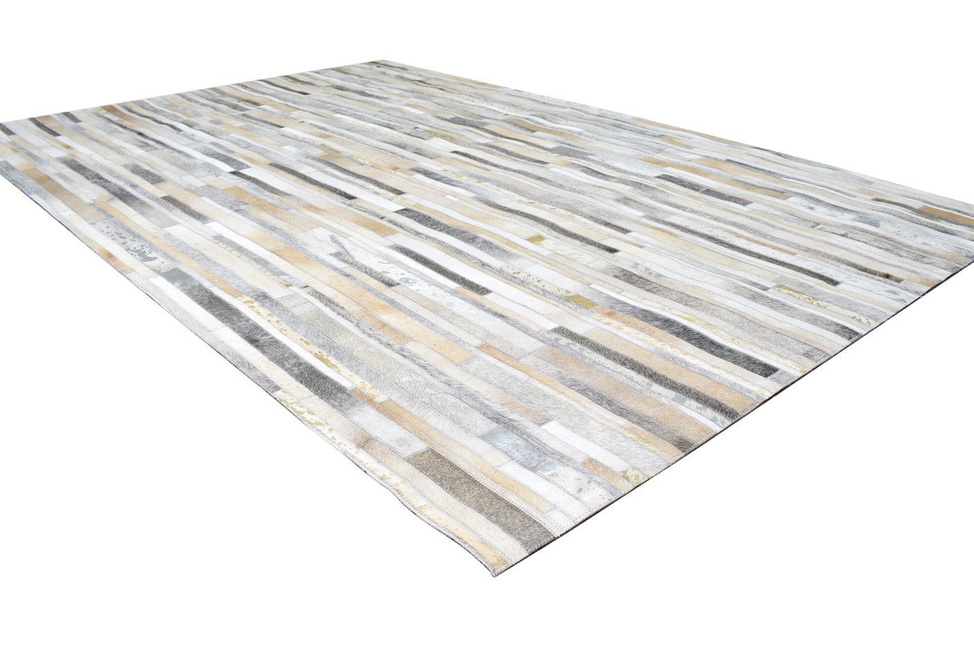 Beige Leather Rug 5X8 Modern Hand Woven Scandinavian Abstract Room Size Carpet 7865128648853