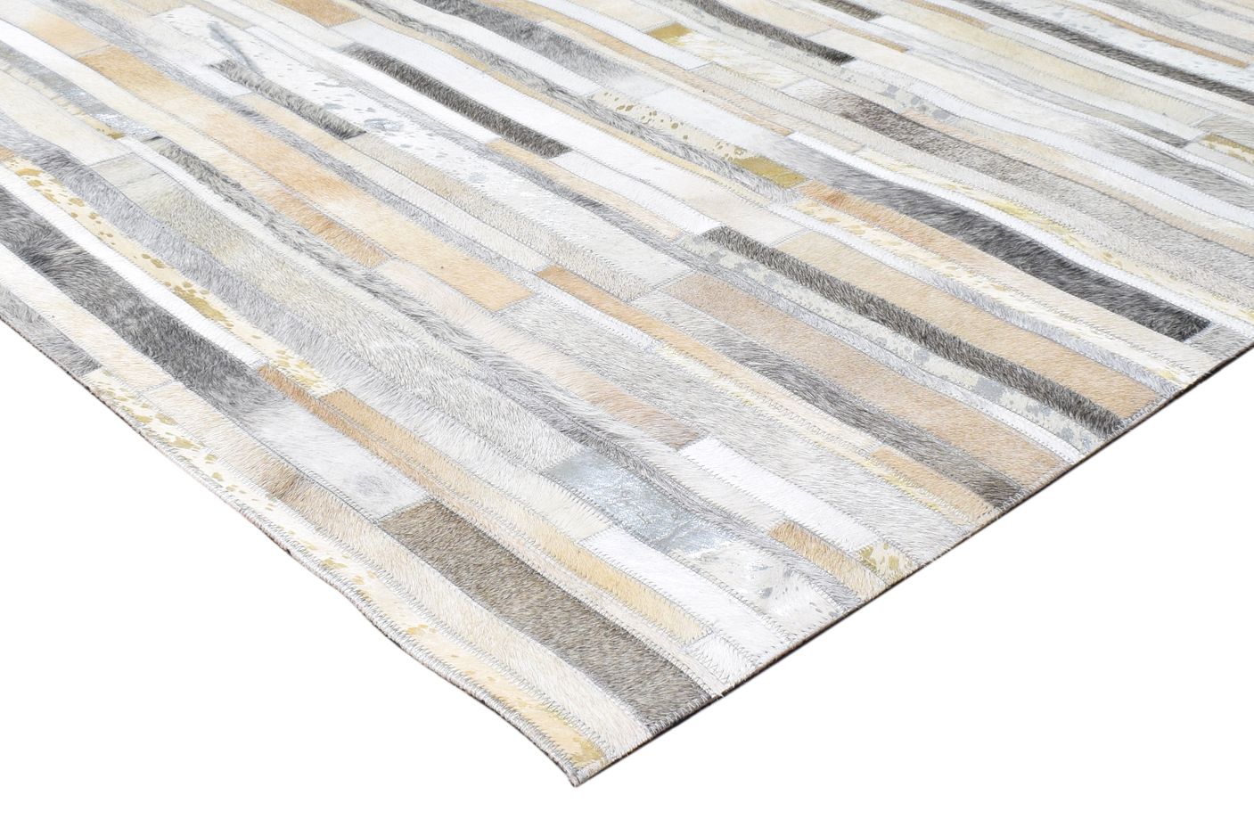 Beige Leather Rug 5X8 Modern Hand Woven Scandinavian Abstract Room Size Carpet 7865128648853