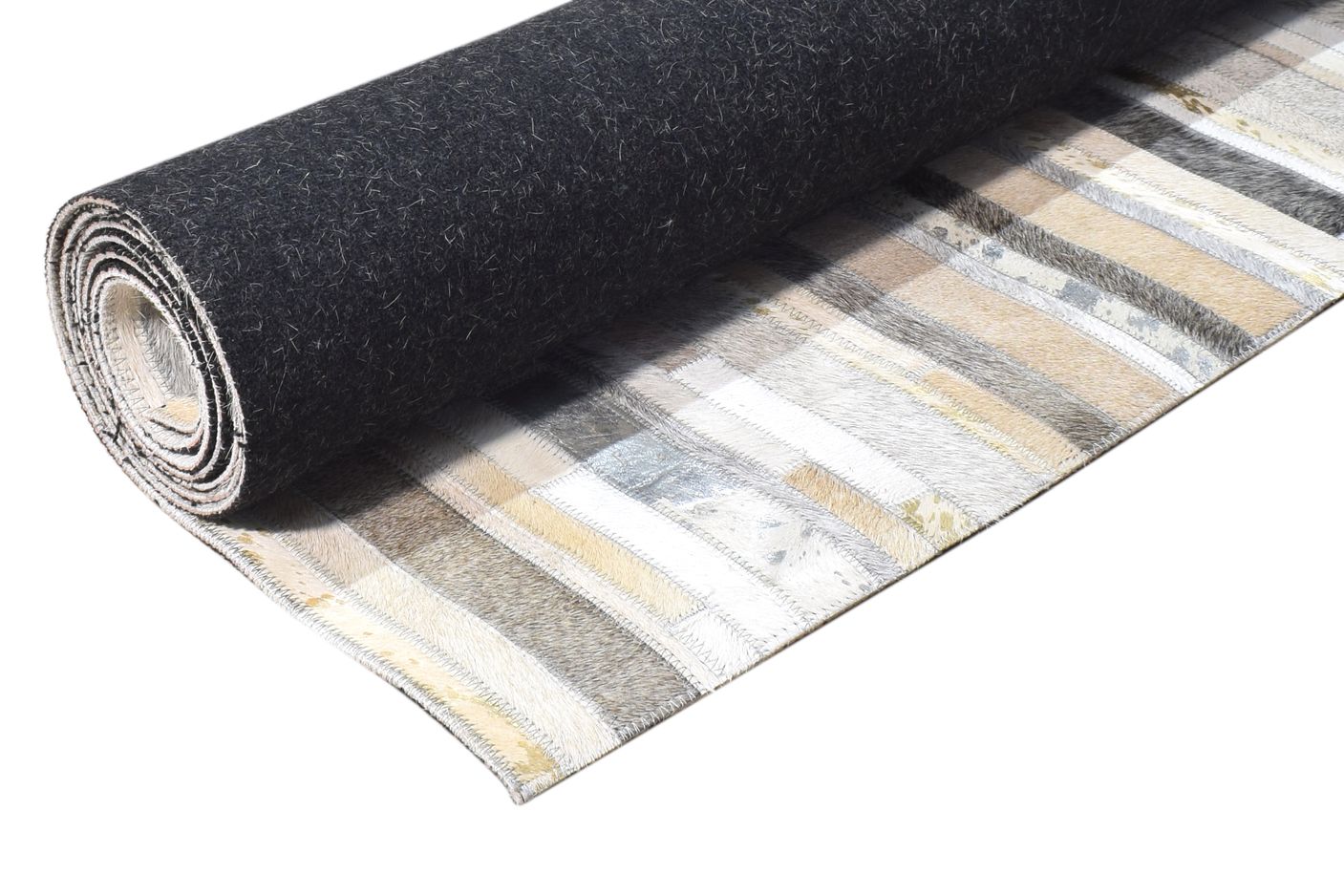 Beige Leather Rug 5X8 Modern Hand Woven Scandinavian Abstract Room Size Carpet 7865128648853