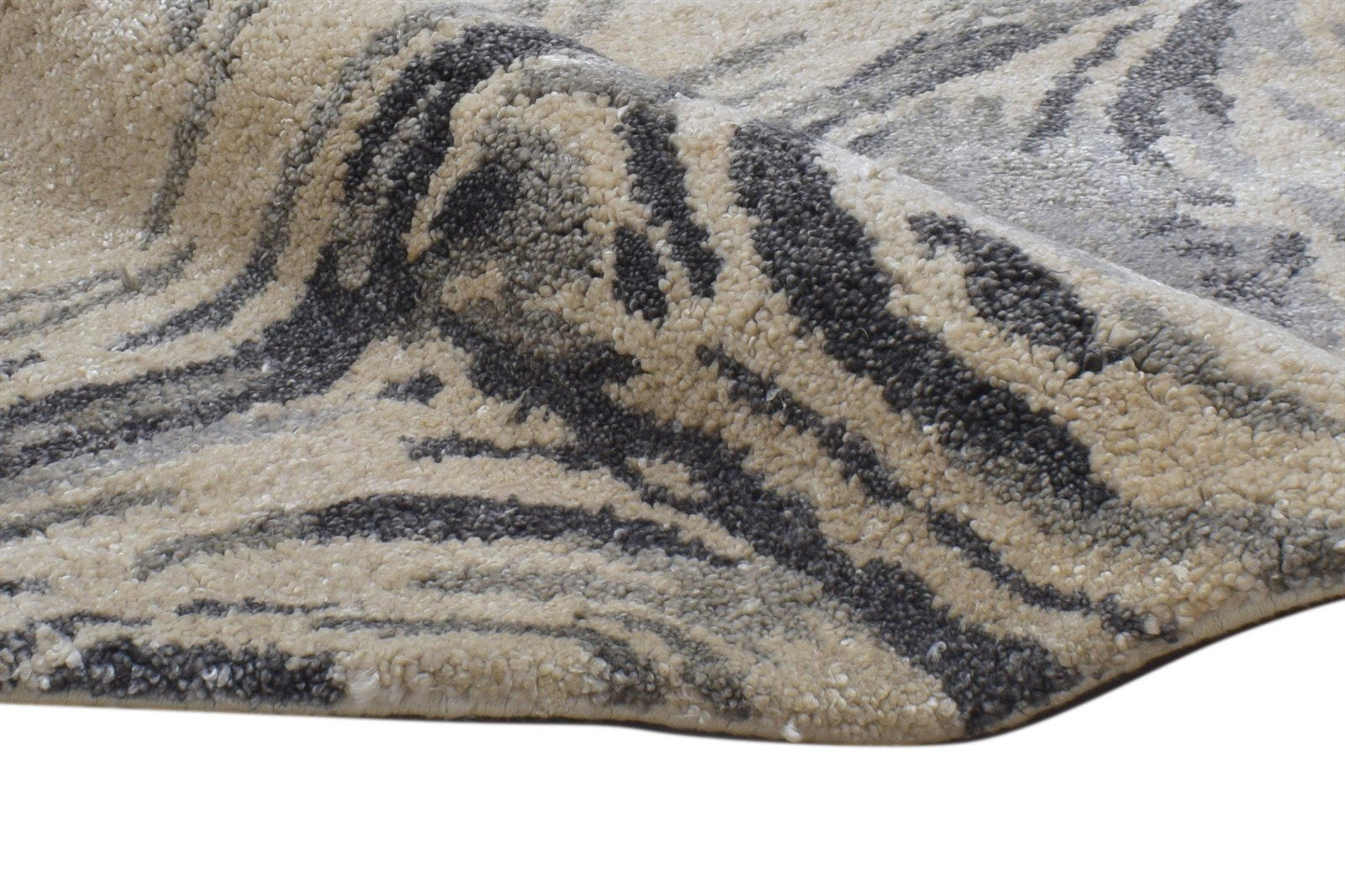 Beige Silk Rug 2' X 3' Modern Hand Tufted Scandinavian Abstract Small Carpet 7864181489813