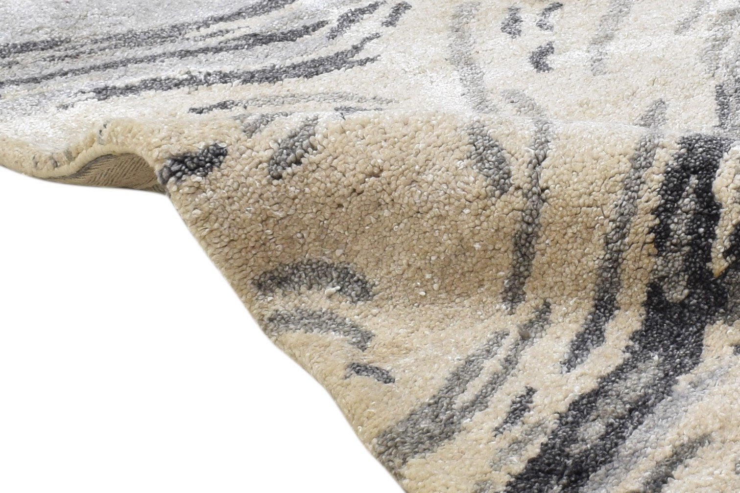 Beige Silk Rug 2' X 3' Modern Hand Tufted Scandinavian Abstract Small Carpet 7864181489813