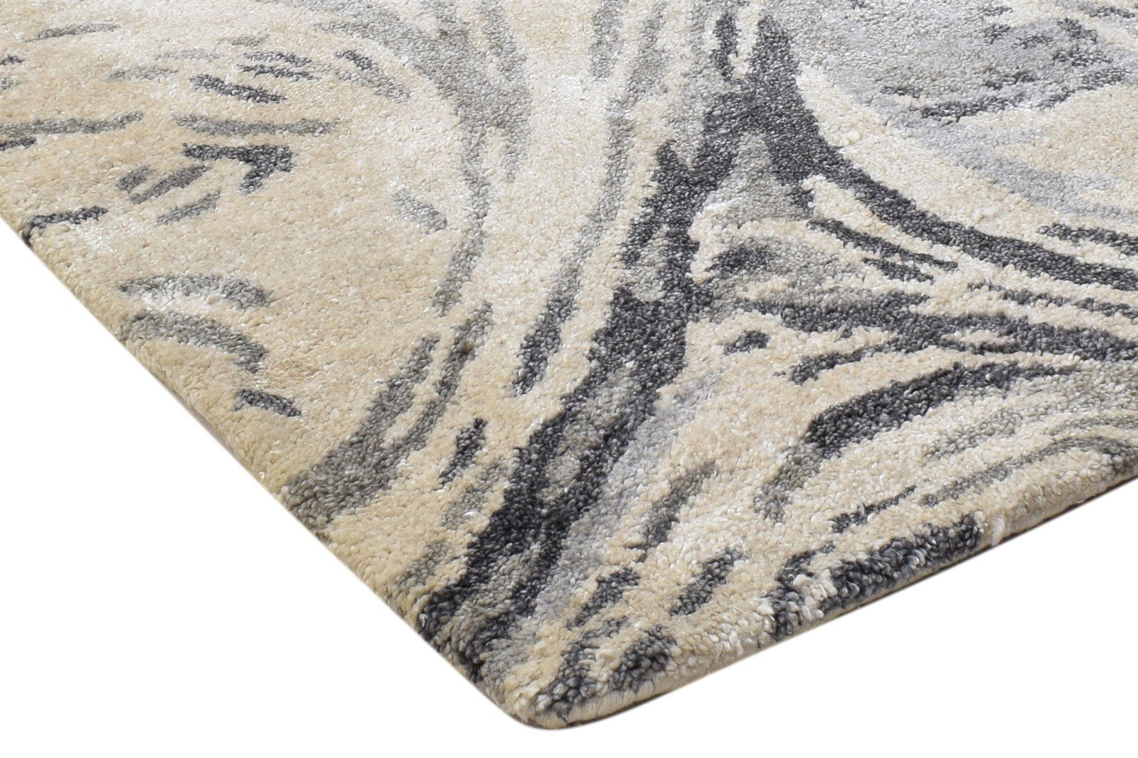 Beige Silk Rug 2' X 3' Modern Hand Tufted Scandinavian Abstract Small Carpet 7864181489813