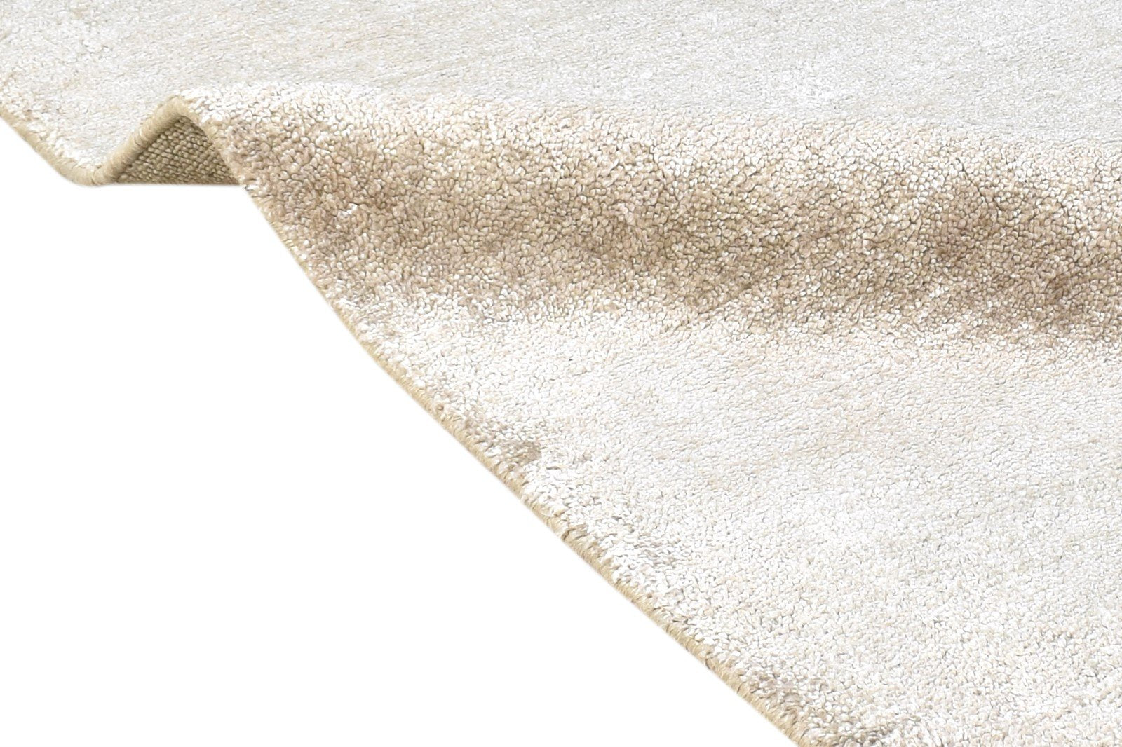 Beige Silk Rug 2' X 3' Modern Handloom Scandinavian Solid Small Carpet 7865138675861