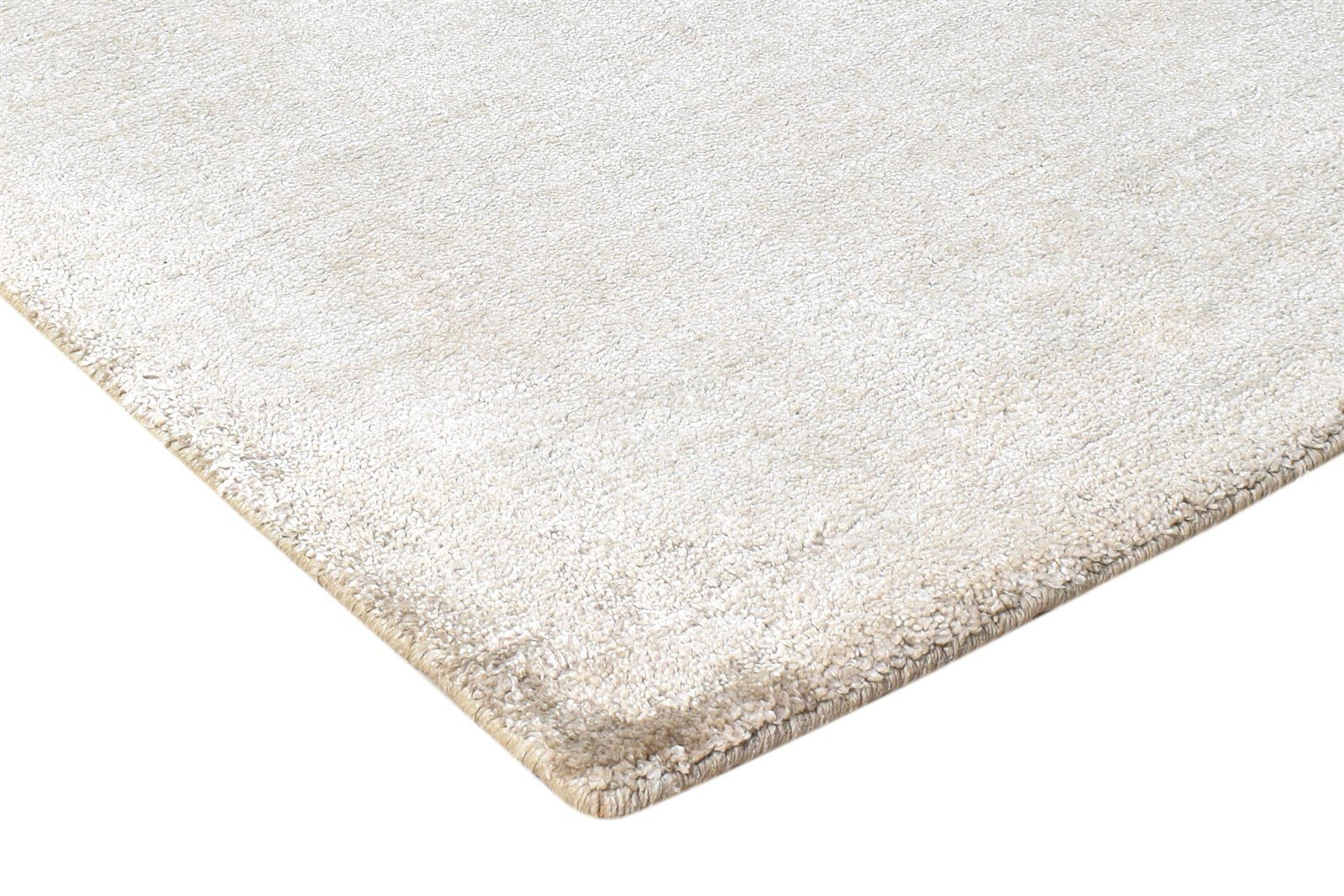 Beige Silk Rug 2' X 3' Modern Handloom Scandinavian Solid Small Carpet 7865138675861